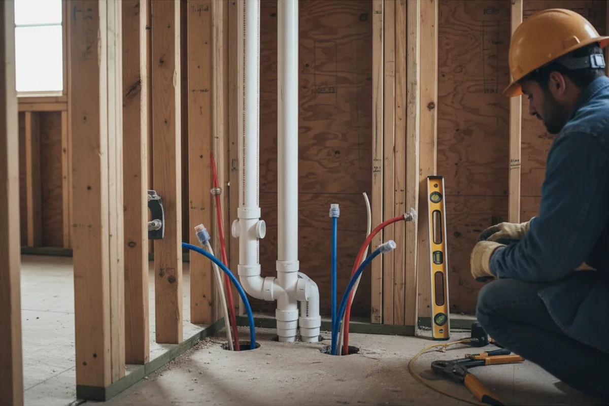 Drain and supply rough-in during Drain Cleaning in Waretown