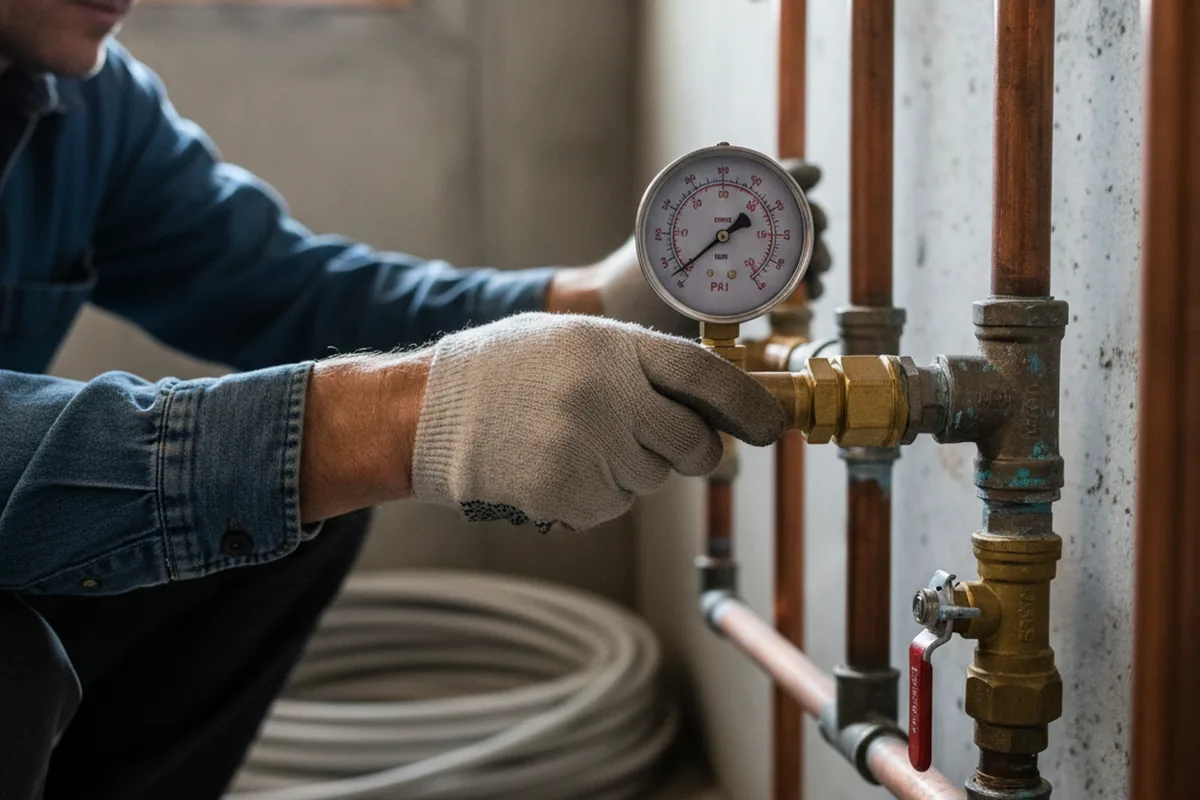 Pressure testing a repaired line during Water Line Repair in Waretown